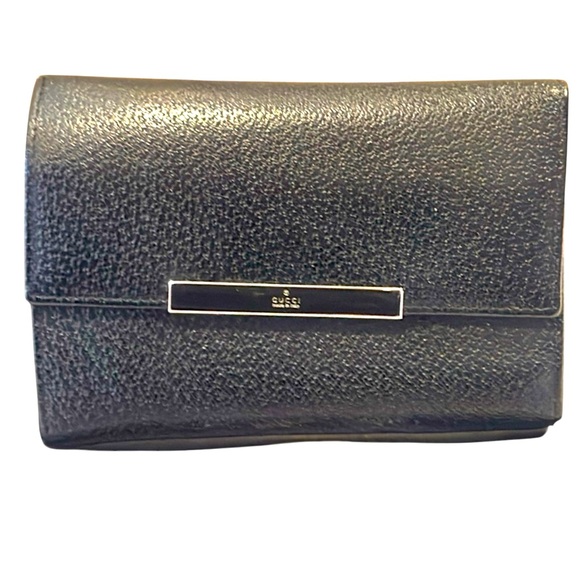 GUCCI BLACK LEATHER WALLET AUTHENTIC EUC - Picture 1 of 12
